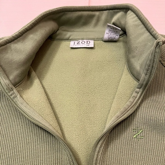 IZOD Perform X,Fleece Lined, 1/4 Zip Green & Black Pullover Size L - Picture 4 of 4